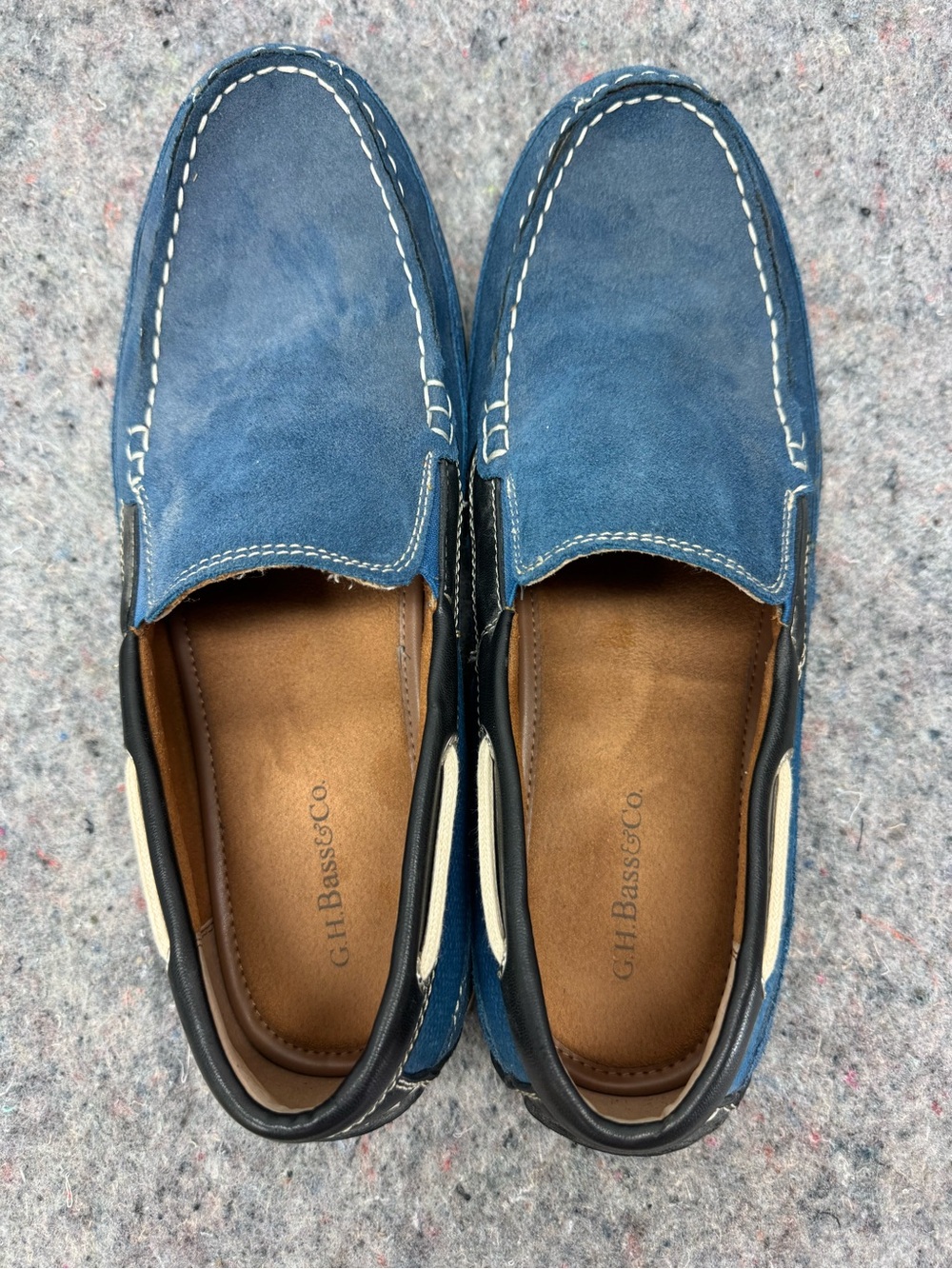 G.H. Bass & Co. Navy Blue Suede Slip-On Moccasins Men’s 12